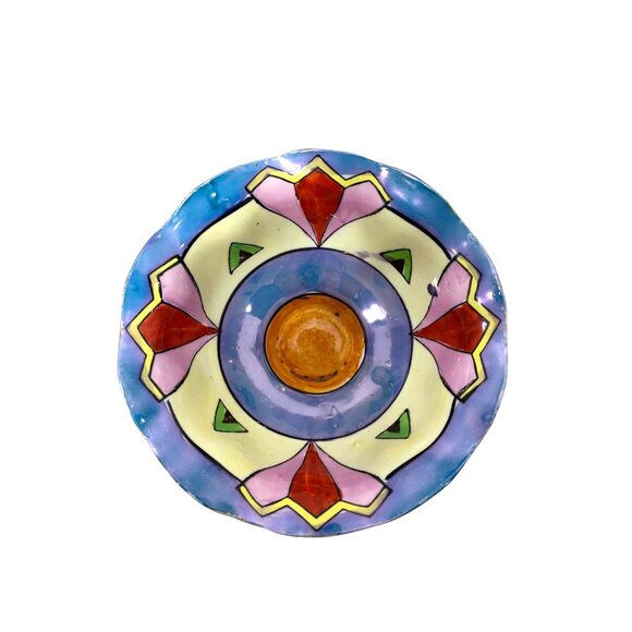 TT  Takito Hand Painted Japan Footed Scalloped Edge Luster Ware Bowl & Plate - Picture 2 of 6